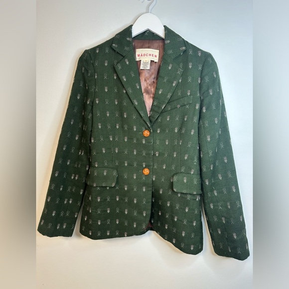 Anthropologie Madchen Wool Blend Forest Green Blazer Jacket Size Small - Picture 9 of 17